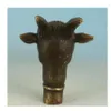 Collect Bronze Handmade Carving goat Head sheep head Cane Walking Stick Head Statue deer statue249Q