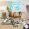 Crazy Cat Teaser Cat Toys Interactive Rolling Ball 2 In 1 Bird Sound Cats Sticks LED Automatic Rolling Cats Moving Toy Pet Toys 240229