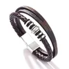 Meerlaagse wikkelarmband Magnetische gesp PU lederen armbanden Bangle Hip Hop-sieraden voor mannen