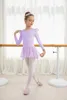 Palco desgaste meninas ballet collants para dança oco volta manga longa vestido de dança (criança/menina/menina grande)