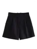 Womens Shorts Summer Women Suit High Waisted Side Pockets Folds Front Female 2024 Elegant Fashion Short Pants Thin