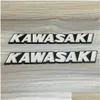 Adesivos de motocicleta para kawasaki modificado, retrô, carro, rua, estereoscópico, alumínio, tanque de combustível, padrão rígido, letras brancas, bóia, decalque me otfv0