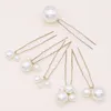 Hårklipp 6st Pearl U-Shape Hairpin Anti-Slip Stable Grip Wedding Bridal Headbond för Festival Party Head Decor