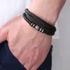 Meerlaagse wikkelarmband Magnetische gesp PU lederen armbanden Bangle Hip Hop-sieraden voor mannen