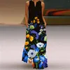 Повседневные платья модные человеческое лицо печатное макси-платье женщина 2024 Элегантное винтажное летнее летние рукавочные руля