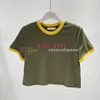 Women Cropped T Shirts Letters Embroidered T Shirt Contrast Color Short Sleeve Tees Summer Breathable Tee