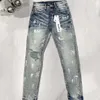 Джинсы фиолетового бренда, потертые джинсы в стиле уличной расцветки в американском стиле