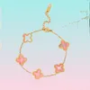 Charm Armband Fashion Classic 4Four Leaf Clover Bangle Chain 18K Gold Plated MotherofPearl For Women Girl Wedding Mother Day JE4596535