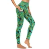 Leggings femininas tropicais pássaros imprimir calças de yoga sexy folhas verdes impressas cintura alta correndo leggins feminino casual elástico esporte legging