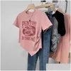 Damen T-Shirt T-Shirts Mode 2024 Frauen Tops Irregarity Frühling Sommer T-Shirt Weibliche Druckkleidung Y Crop Top Kleidung Casual Blou Othbx