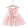 صيف الأطفال Girls Princess Dress Puffless Ulyveless Tulle Dresses Flower Butterfly Fashion معلق لعرض المرحلة الحزبية 240228