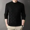 Men's Sweaters 2024 Autumn And Winter Square Checkerboard Jacquard Bottom Shirt Warm Elastic Skincare