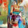 Fille de couleur vive peinte à la main contemporaine abstraite mur déco Art peinture à l'huile sur toile multi tailles personnalisées Ab009234y