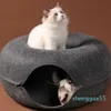 猫のおもちゃ猫ハウスバスケットナチュラルフェルトペット洞窟ベッドネスト面白い丸い卵タイプのクッションマットと小型犬子犬ペットsupplie304v