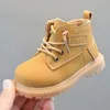 Botas 2024 primavera / outono bebê couro estilo britânico meninos moda sola de borracha zip lateral criança meninas tornozelo 15-25