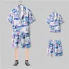 Summer Mens Hawaiian Beach Shirt Set Fashion Print Loose Decor Set