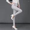 Calças femininas na moda marca leggings para outerwear vestindo outono cintura alta magro elástico apertado com pés pequenos