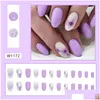 Faux ongles longs ovales mode français fleurs bleues faux violet papillon fl er ongles conseils pour bricolage livraison directe santé beauté art salon Otorc