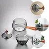 Servis uppsättningar 360 graders sidoplatspott te -behållare roterande tekanna filter vatten vattenkokare bärbar glas te -uppvärmning gör
