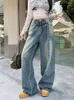 Jeans da donna Benuynffy Y2k Streetwear con cintura gamba larga Donna American Vintage Do Old pantaloni in denim a gamba dritta lavati larghi a vita alta