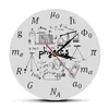 Science Art Physics Elementy i symbole Zegar ścienny Równania matematyczne Wzór ścienny Silent Clock Laboratory Sign Physicist Dift253M