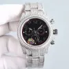 Смотреть Mens Automatic Full Diamond Mechanical Watches 41 мм с алмазным стальным браслетным браслетным браслетом.