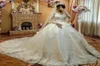 Arabisches Kaftan-Prinzessin-Ballkleid-Hochzeitskleid mit langen Ärmeln, transparentem Juwelenausschnitt, voller Spitzenapplikation, muslimischer Kirchenzug, Hochzeit 2438680