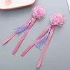 Hair Accessories 2PCS Children Tassel Ribbon With Gold Border Flowers Girls Hairpins Lovely Clips Kids Headwear Baby