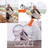 Marco personalizado de cristal con forma de corazón de amor, marco de fotos personalizado, regalo de boda para invitados, recuerdo de cumpleaños, San Valentín, Da332u