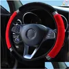 Steering Wheel Covers Ers 37-38Cm Diameter Soft P Rhinestone Car Er Interior Accessories Black Pink Drop Delivery Automobiles Motorcyc Otpfv