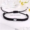 Charm Bracelets 26 Letter Handmade Black Rope Braided Beaded Charm Bracelets Party Club Yoga Alphabet Jewelry For Men Drop Delivery J Dh6O3