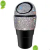 Autres accessoires d'intérieur Nouveau Bling Strass Voiture Poubelle Poubelle Diamant Cristal Poussière Titulaire Mini Bin Presse Type Boîte De Rangement Dhde9