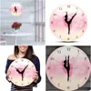 Horloges murales Horloges Mur Ballet Danseur avec Chiffres Arabes Fille Chambre Décor Princesse Rose Horloge Danse Art Ballerine Jambe Mobile Dro Dhnzz