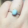 Cluster Rings 1ring 925 Sterling Silver Natural Larimar Adjustable Ring For Women Gift Stone Size Approx7 9mm