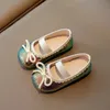 Vintage enkel stil barn lägenheter flickor skor söta godisfärger småbarn tjej balettskor barn slip-on läderskor för tjej240311
