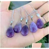 Pendant Necklaces Natural Crystal Stone Sweater For Women Girl Party Club Decor Jewelry With Sier Plated Chain Drop Delivery Pendants Dhlco