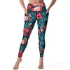 Leggings femininas tropicais pássaros imprimir calças de yoga sexy folhas verdes impressas cintura alta correndo leggins feminino casual elástico esporte legging