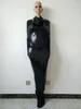 Shiny Metallic Catsuit Costumes BDSM Bondage Bag Vuxen Games Sex för par Fetish Restraints Jumpsuits utan rep