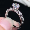 Cluster Rings 1-2 Round Cut 6.5-8.0mm D VVS1 Moissanite Ring High Quality Engagement Solid 18K 750 White Gold 070