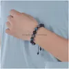 Charme pulseiras 10mm pedra natural artesanal corda trançada pulseira ajustável para mulheres homens frisados ​​joias drop entrega dhdyv