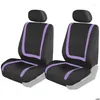 Capas de assento de carro Ers Sports Poliéster Seatset Fit Mais Tecido Simples Bicolor Elegante Acessórios Protetor Drop Delivery Automóveis M OTXR7