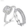 Anneaux Bagues de fiançailles de mariage ensemble femmes Couple carré couleur argent Zircon Birde anneau éblouissant bijoux de mode SR531-M ldd240311