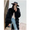 And Warm Large Long Whole Leather Fox Fur Women's Coat, Black Forest 5856