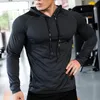 Mens Fitness Tracksuit Running Sport Hoodie Gym Joggers Hooded Workout Athletic Clothing Muscle Training Sweatshirt Tops 240307