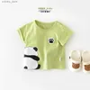 T-shirty Baby Boys Summer T-shirty kreskówka panda okrągła szyja Krótki rękaw dla niemowlęcia chłopcy Top Western Style cienki swobodny małe koszulki L240311