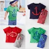 Set di abbigliamento Casual Neonati maschi Vestiti Tute Estate Marinaio T-shirt per bambini Pantaloni corti a righe Set 100% cotone Maglietta per bambini Sea Navy Anchor ldd240311