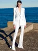 Women's Two Piece Pants HIGH QUALITY Est 2024 Runway Designer Set Career Fashion Single Button Blazer Flare Suit