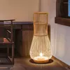 Golvlampor japansk kinesisk stil bambu vävt lamp sovrum vardagsrum studie zen dekoration landsbygden