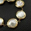 yygem 21mm天然培養白硬貨淡水真珠の金メッキwraoブレスレット手作りファッションジュエリー8クラシックフォー女性240305