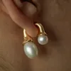 Ins Wind – boucles d'oreilles en perles de taille avant et arrière, en argent S925, tendance, assorties avec tout, bijoux en or 18 carats, cadeau pour femmes, Acc280v